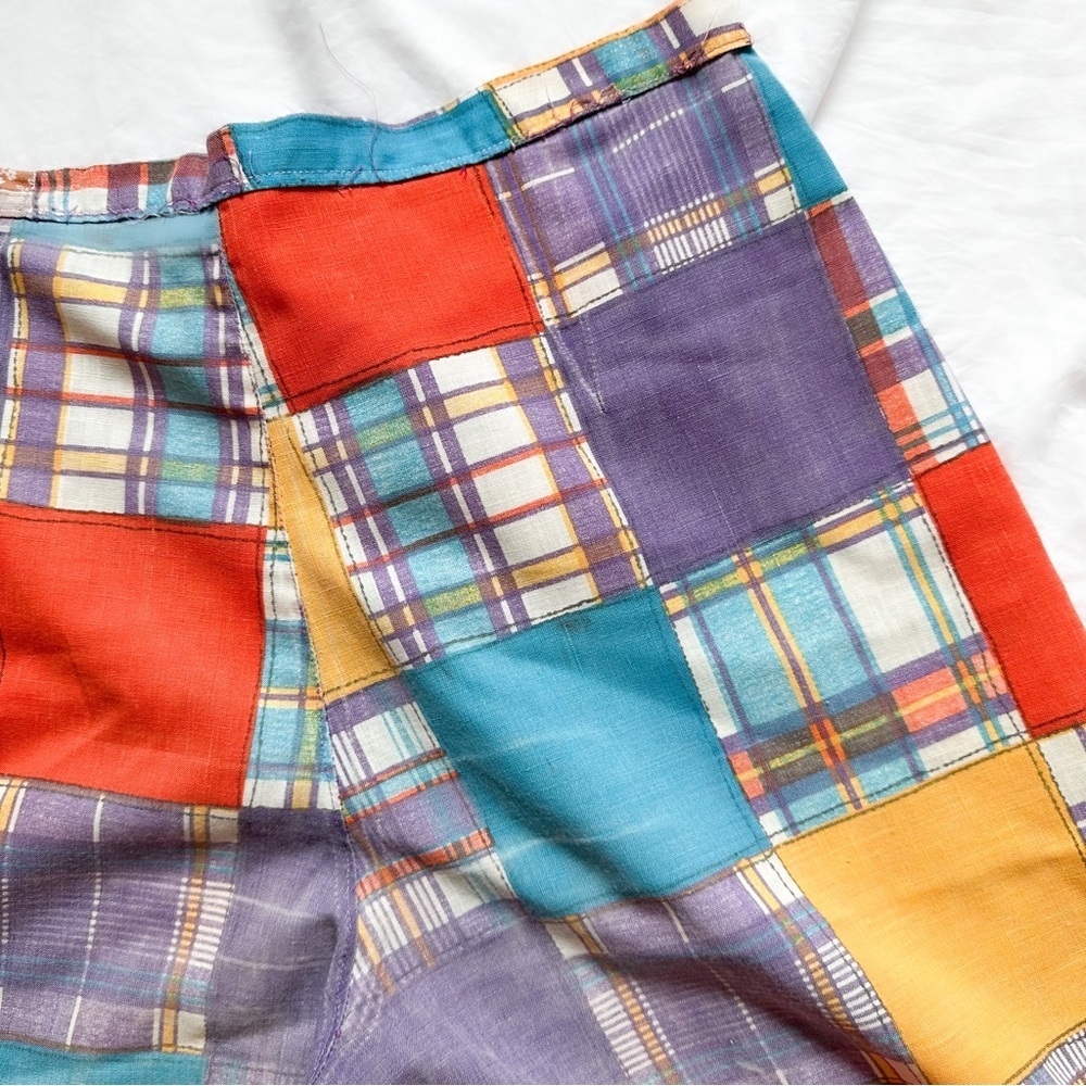 Vintage Handmade Patchwork Madras Bermuda Shorts … - image 7